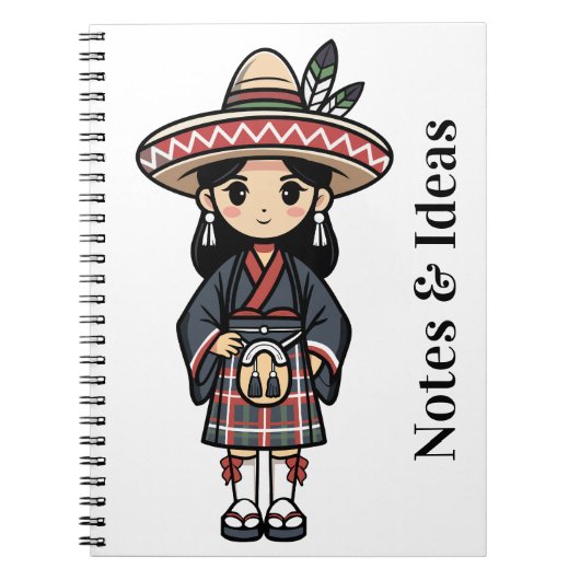 Kawaii Cultural Girl Illustration Notitieboek (Voorkant)