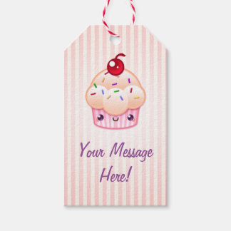 Kawaii Cupcake (aangepaste tekst) Cadeaulabel
