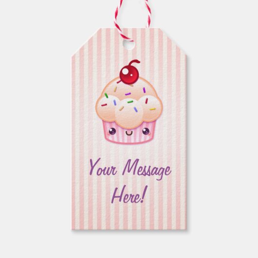 Kawaii Cupcake (aangepaste tekst) Cadeaulabel (Voorkant)
