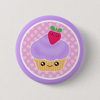 Kawaii Cupcake Aardbei Ronde Button 5,7 Cm