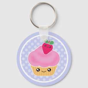 Kawaii Cupcake Aardbei-Sleutelhanger Sleutelhanger