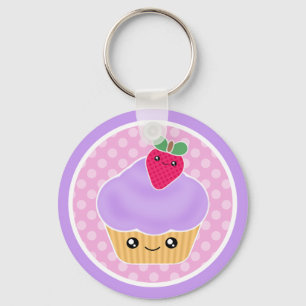 Kawaii Cupcake Aardbei-Sleutelhanger Sleutelhanger