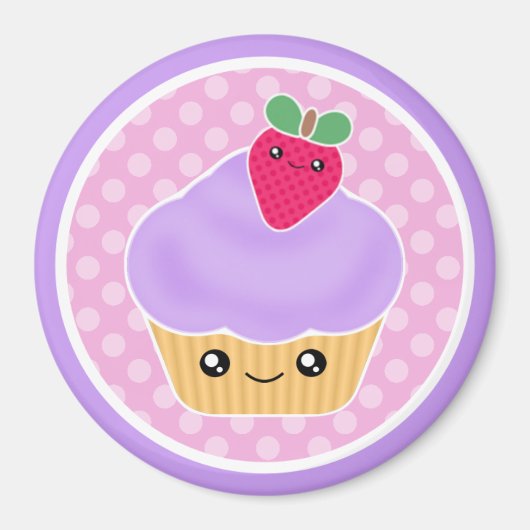 Kawaii Cupcake aardbeienmagneet Magneet (Voorkant)