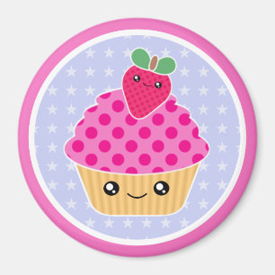Kawaii Cupcake aardbeienmagneet Magneet