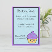 Kawaii Cupcake Birthday Party Kaart (Staand voorkant)