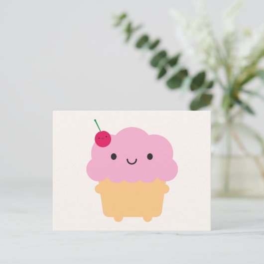 Kawaii Cupcake Briefkaart (Staand voorkant)