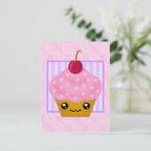 Kawaii Cupcake Cherry Briefkaart (Staand voorkant)