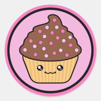 Kawaii Cupcake Chocolate Frosting Ronde Sticker