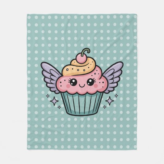 Kawaii Cupcake Fleece Deken (Voorkant)