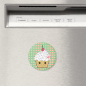 Kawaii Cupcake in Polka Dots Magneet (Insitu (Vaatwasser))