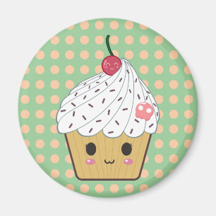Kawaii Cupcake in Polka Dots Magneet
