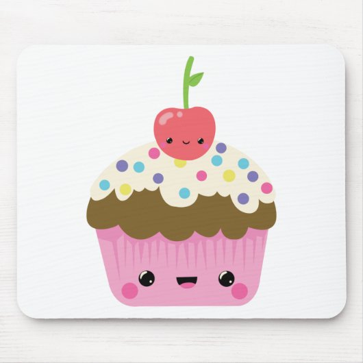 Kawaii Cupcake met Cherry bovenaan Muismat (Voorkant)