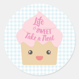 Kawaii Cupcake Pak een Treat Ronde Sticker