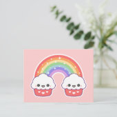 Kawaii Cupcake Rainbow Briefkaart (Staand voorkant)