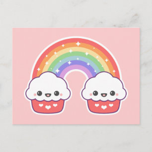 Kawaii Cupcake Rainbow Briefkaart