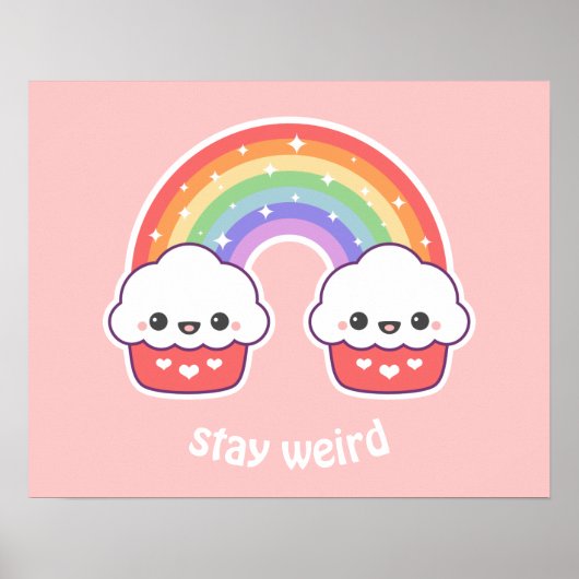 Kawaii Cupcake Rainbow Poster (Voorkant)