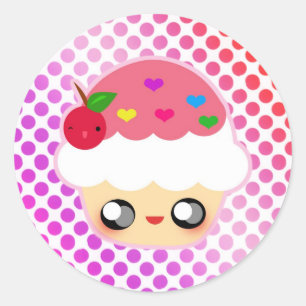 Kawaii Cupcake! Ronde Sticker