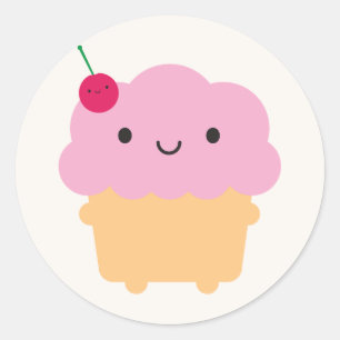 Kawaii Cupcake Ronde Sticker