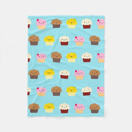 Kawaii Cupcakes Fleece Deken (Voorkant)