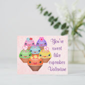 Kawaii Cupcakes Valentijnsdag Briefkaart (Staand voorkant)