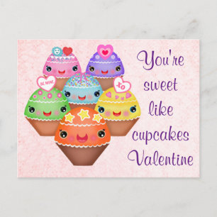Kawaii Cupcakes Valentijnsdag Briefkaart