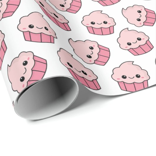 Kawaii cupcakes Wrapping Paper Cadeaupapier (Rol Hoek)