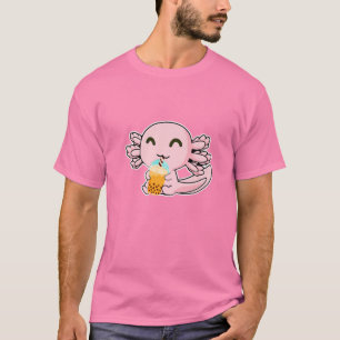 Kawaii Cute Anime Axolotl Boba Tea Bubble Milk Tea T-shirt