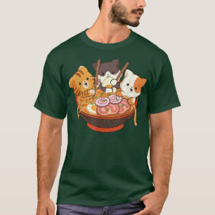 Kawaii Cute Anime Cats Otaku Japanse ramen Noodle T-shirt