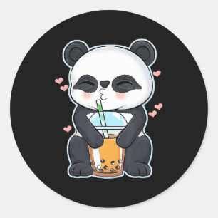 Kawaii Cute Anime Panda Boba Bubble Tea Otaku Men Ronde Sticker