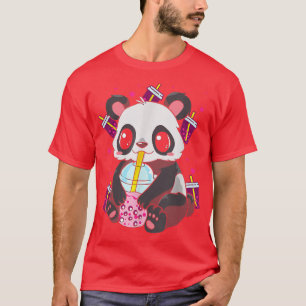 Kawaii Cute Anime Panda Boba Bubble Tea Otaku Men T-shirt