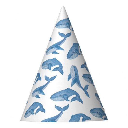 Kawaii Cute Blue Whales Pattern. Feesthoedjes (Voorkant)