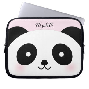 Kawaii Cute Cartoon Panda Beer Aangepaste naam Roz Laptop Sleeve