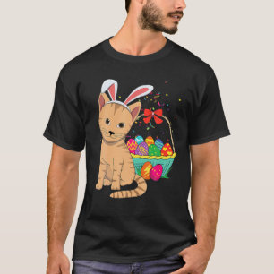Kawaii Cute Cat Bunny Rabbit eet Happy Pasen T-shirt