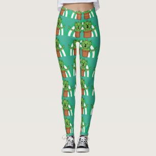 Kawaii Cute Cat Cactus Plant Pet Leggings