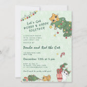 Kawaii Cute Cat & Christmas Tree Invitation (Devant)
