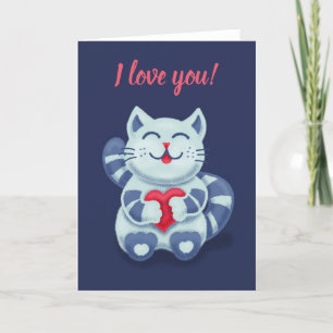 Kawaii Cute Cat ik hou van je Feestdagen Kaart