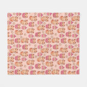 Kawaii Cute Cats and Cupcakes Pink Pattern Fleece Deken (Voorkant (Horizontaal))