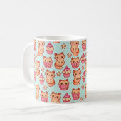 Kawaii Cute Cats Cupcakes Pink and Blue Pattern Koffiemok (Voorkant links)