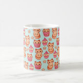 Kawaii Cute Cats Cupcakes Pink and Blue Pattern Koffiemok (Center)