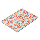 Kawaii Cute Cats Cupcakes Pink and Blue Pattern Notitieboek (Linkerzijde)