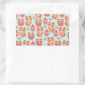 Kawaii Cute Cats Cupcakes Pink and Blue Pattern Rechthoekige Sticker (Tas)