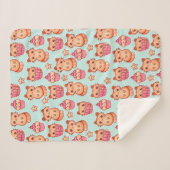 Kawaii Cute Cats Cupcakes Pink and Blue Pattern Sherpa Deken (Voorkant (horizontaal))