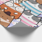 Kawaii Cute Cats Seamless Pattern Cadeaupapier (Hoek)
