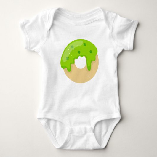 Kawaii Cute Donut Green Shamrock Frosting St Paddy Romper (Voorkant)