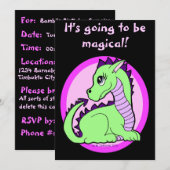 Kawaii Cute Dragon Birthday Party Kaart (Voorkant / Achterkant)