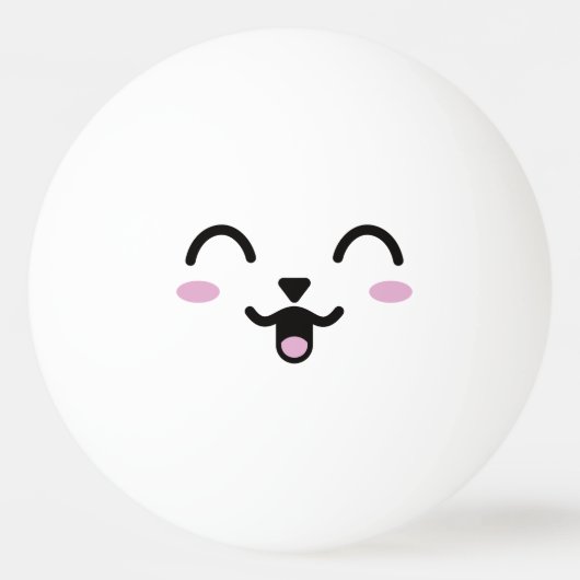 Kawaii Cute Funny Face. Emoji. Emoticon. Pingpongballen (Voorkant)