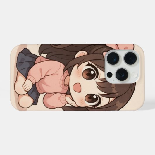 Kawaii Cute Girl iPhone Case (Verso Horizontal)