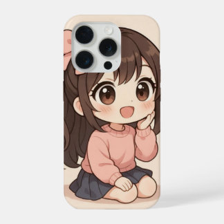 Kawaii Cute Girl iPhone Case 15 Pro Hoesje