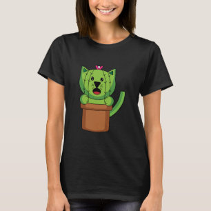 Kawaii Cute Kat Cactus Plant Huisdier T-Shirt