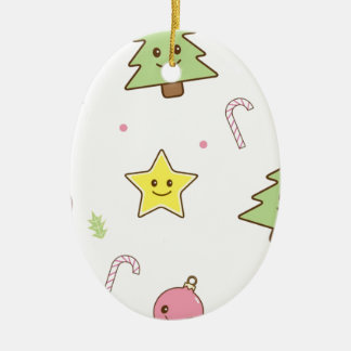 Kawaii Cute Kerstdesign Keramisch Ornament